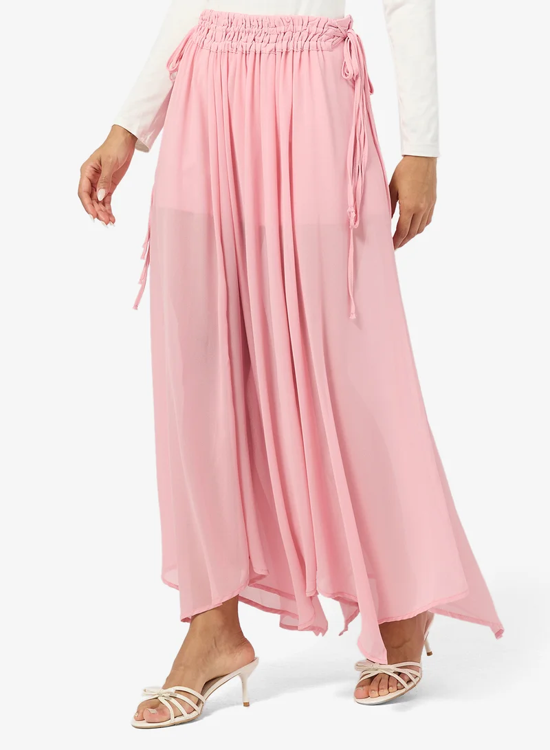 جينجر Pleated Assymetric Midi Skirt